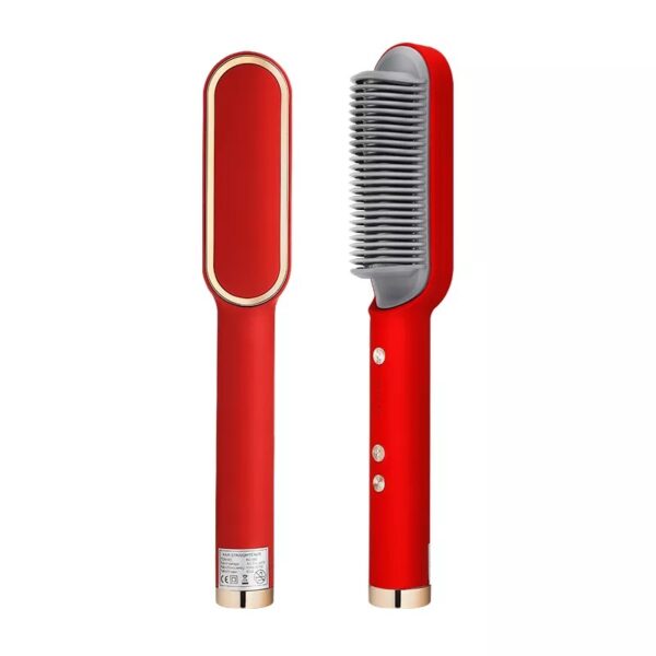 2-in-1 Hair Straightener Iron Brush Straight Hair Comb Curling Professional Styling Brush For Women (random Color)