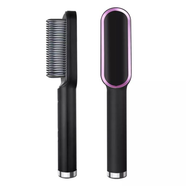 2-in-1 Hair Straightener Iron Brush Straight Hair Comb Curling Professional Styling Brush For Women (random Color)